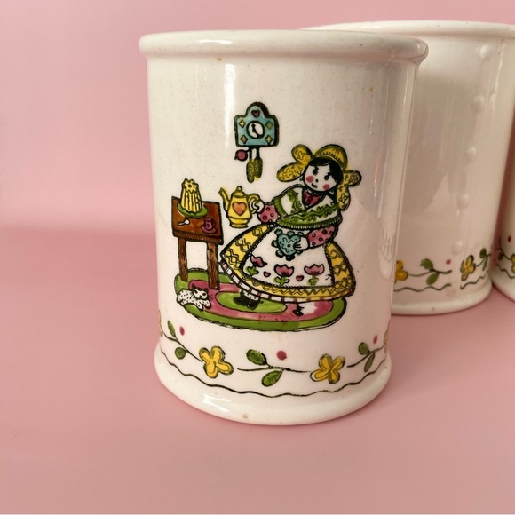 Vintage folklore canister ceramic jar kitchen set home decor poppytrail - Picture 4 of 6